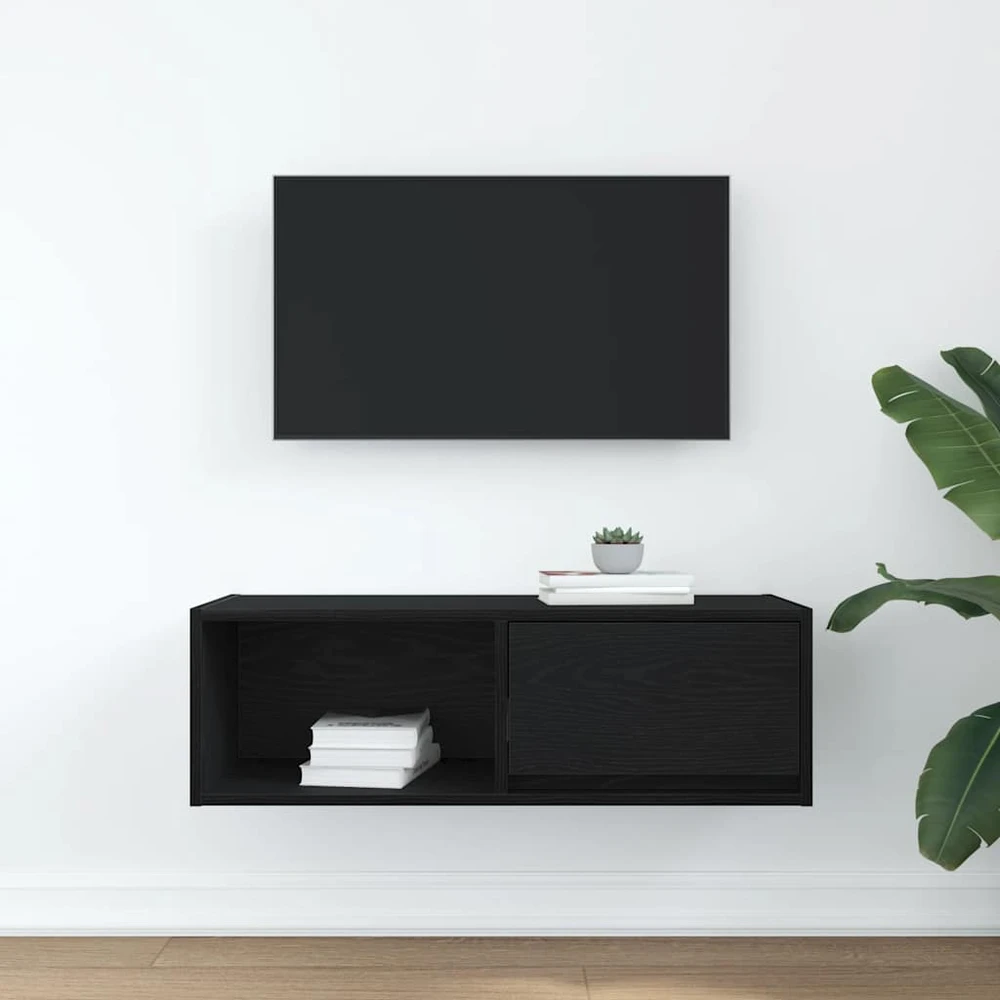 TV staliukas Televizoriaus spintelė, juodas ąžuolas, 80x31x25,5 cm, mediena