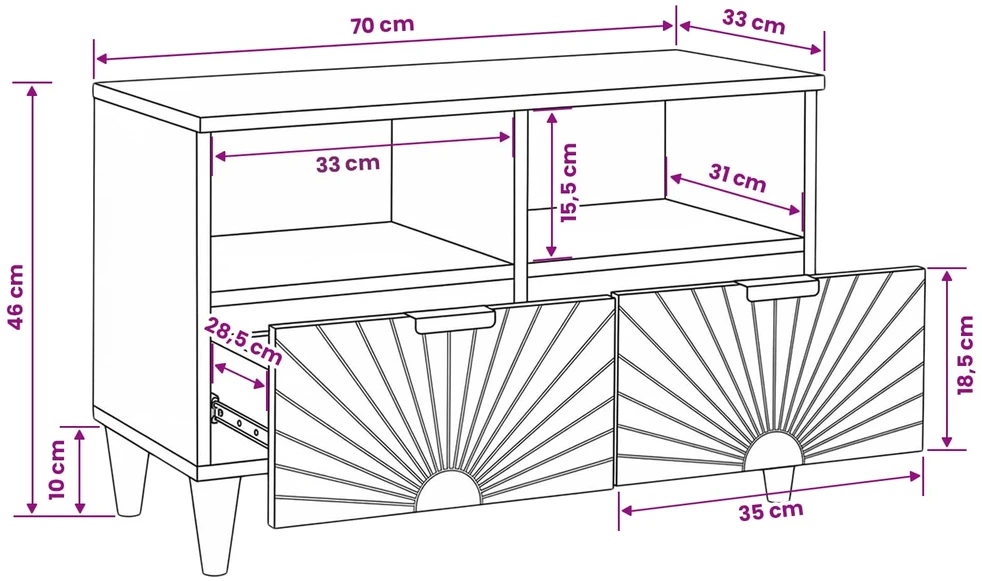 Televizoriaus spintelė Juodas ir auksinis 70 x 33 x 46 cm