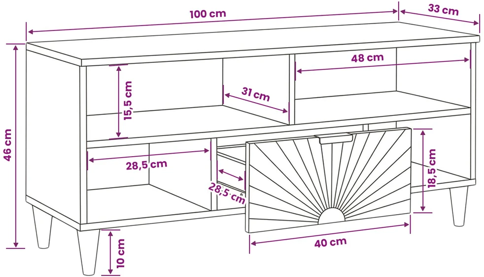 Televizoriaus spintelė Juodas ir auksinis 100 x 33 x 46 cm