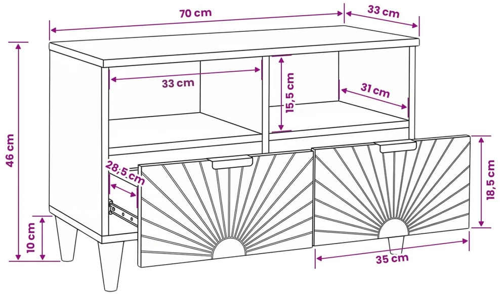 Televizoriaus spintelė Juodas ir auksinis 70 x 33 x 46 cm