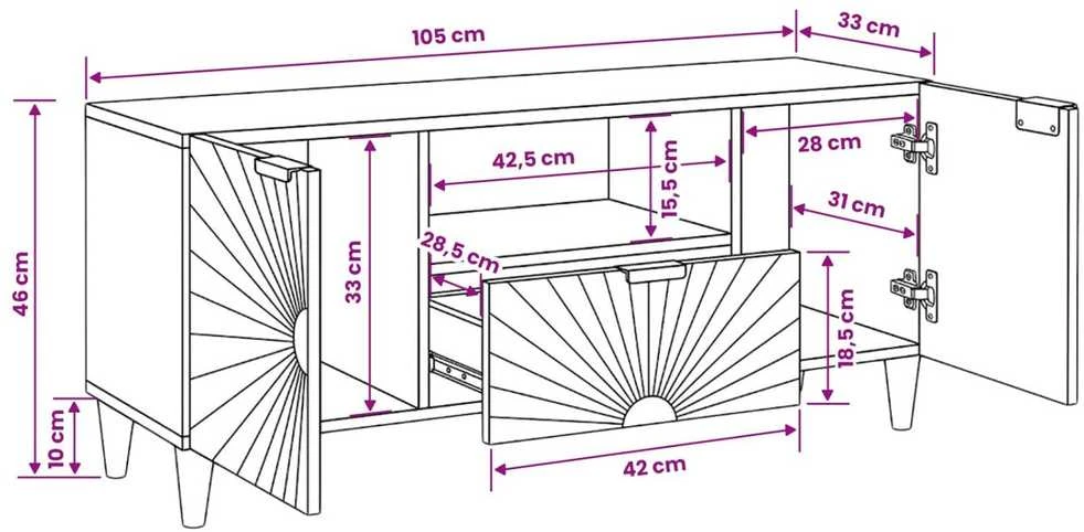 Televizoriaus spintelė Juodas ir auksinis 105 x 33 x 46 cm