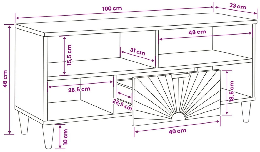 Televizoriaus spintelė Juodas ir auksinis 100 x 33 x 46 cm