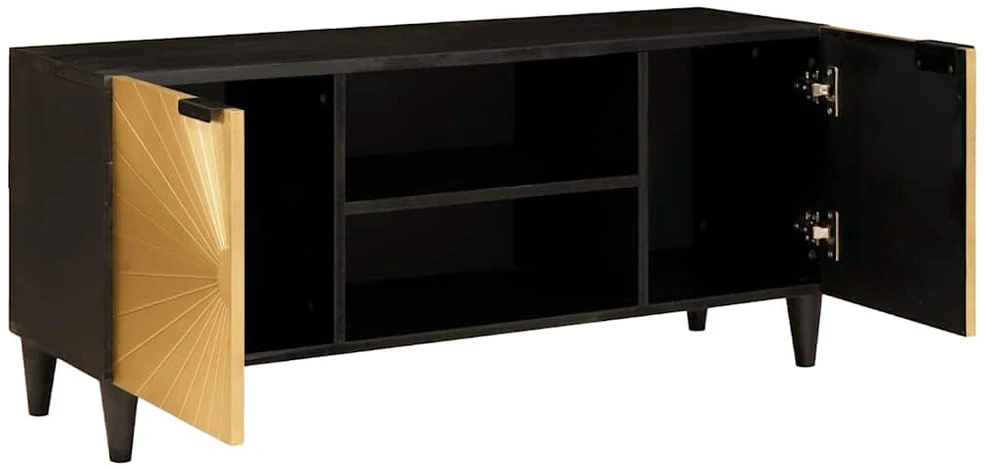 Televizoriaus spintelė Juodas ir auksinis 105 x 33 x 46 cm