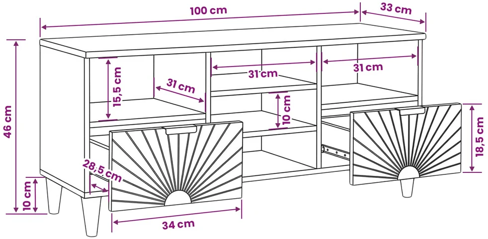 Televizoriaus spintelė Juodas ir auksinis 100 x 33 x 46 cm