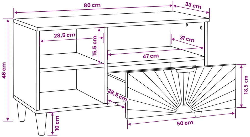Televizoriaus spintelė Juodas ir auksinis 80 x 33 x 46 cm