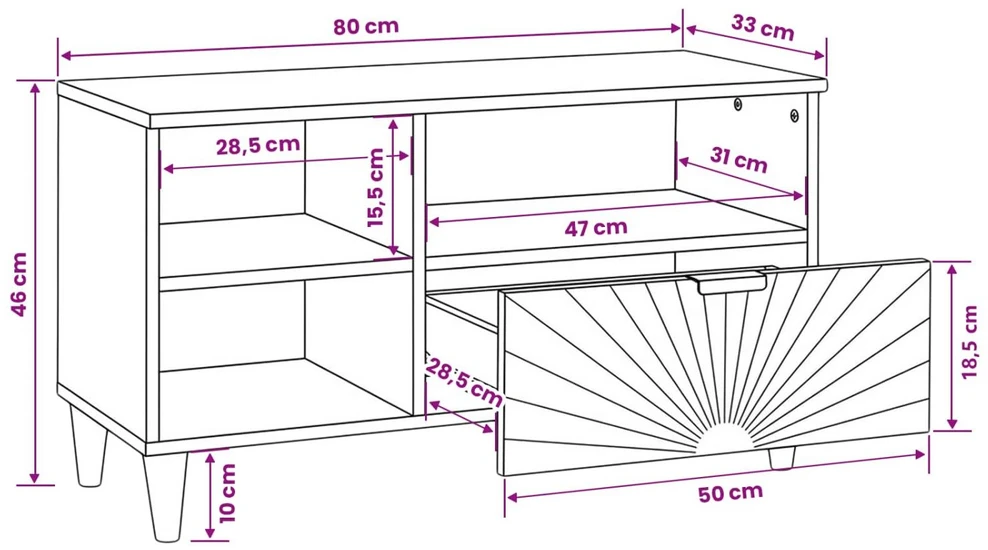 Televizoriaus spintelė Juodas ir auksinis 80 x 33 x 46 cm