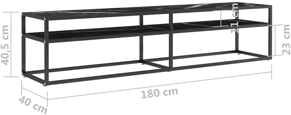 TV staliukas Televizoriaus spintelė, juodo marmuro, 180x40x40,5cm, stiklas
