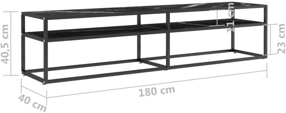 TV staliukas Televizoriaus spintelė, juodo marmuro, 180x40x40,5cm, stiklas