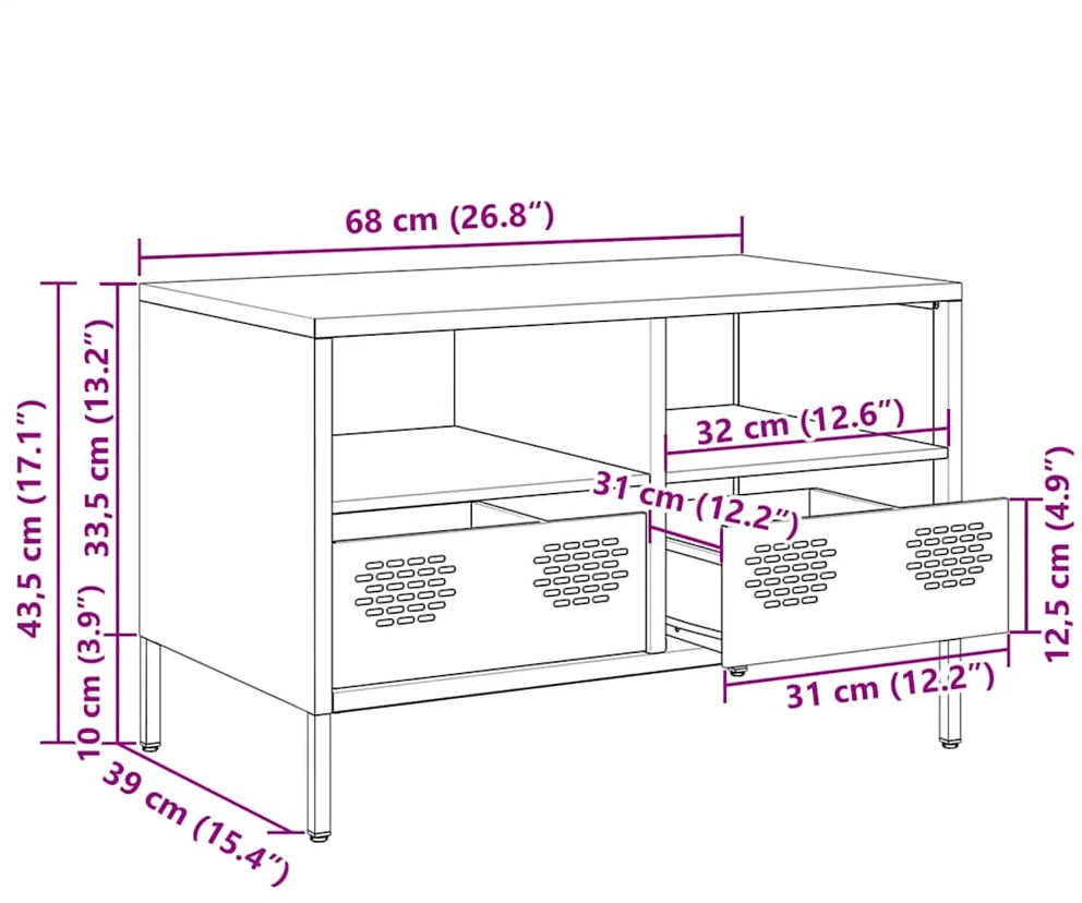 TV staliukas Televizoriaus spintelė, juodos, 68x39x43,5cm, plienas