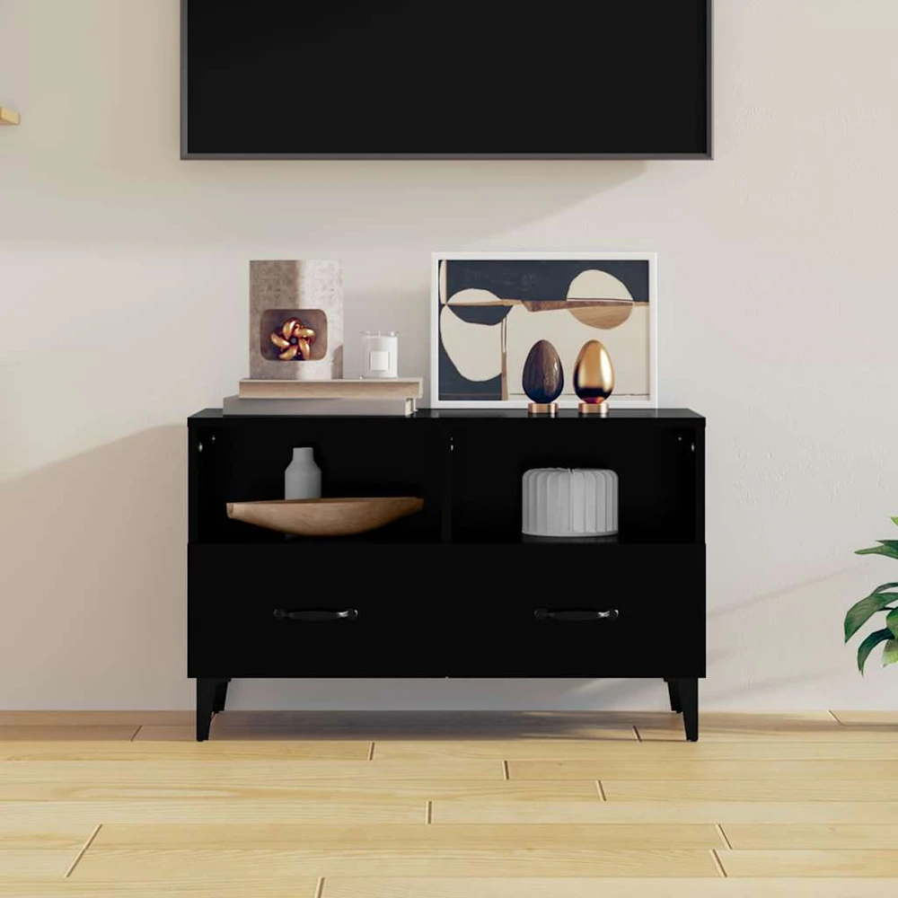 TV staliukas Televizoriaus spintelė, juodos spalvos, 80x36x50cm, mediena