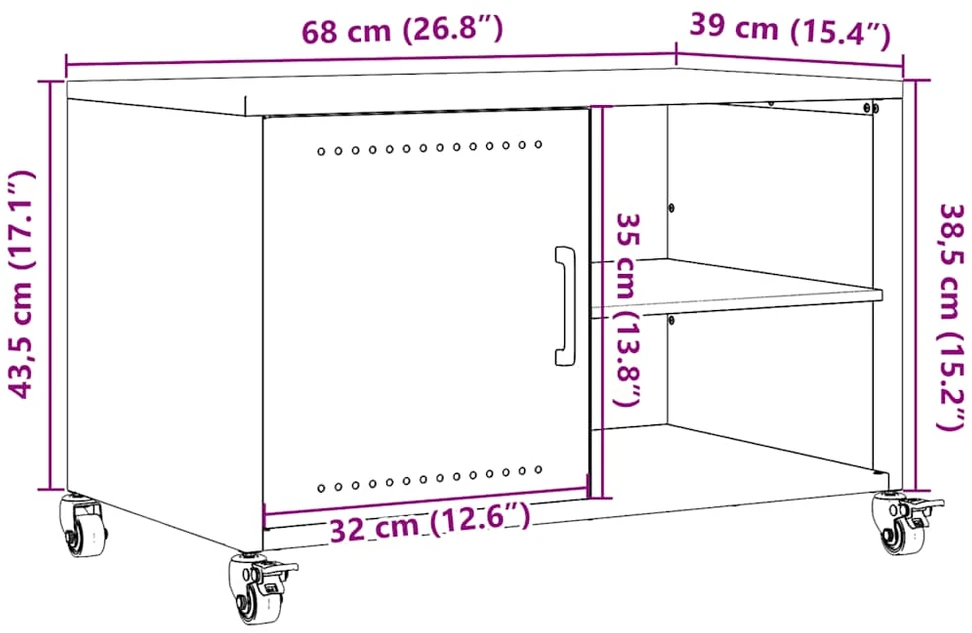 TV staliukas Televizoriaus spintelė, juodos spalvos, 68x39x43,5cm, plienas