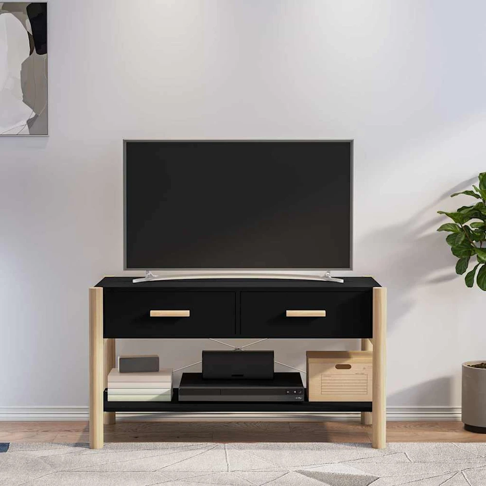 TV staliukas Televizoriaus spintelė, juodos spalvos, 82x38x45cm, mediena