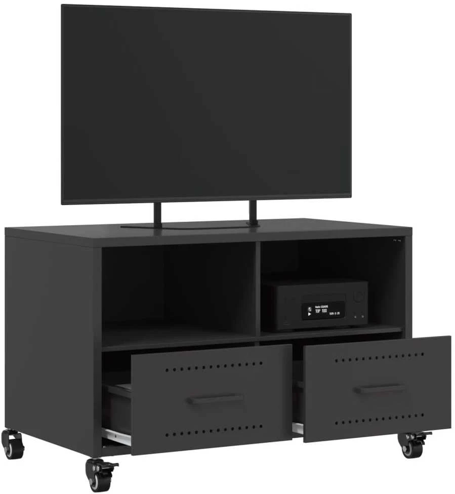TV staliukas Televizoriaus spintelė, juodos spalvos, 68x39x43,5cm, plienas