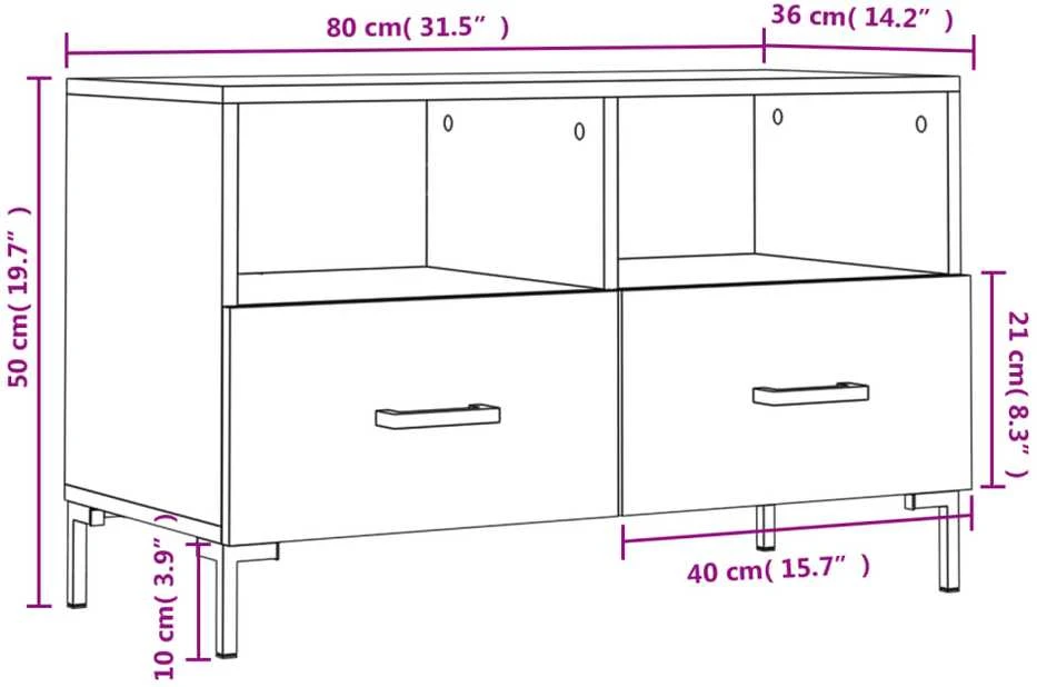 TV staliukas Televizoriaus spintelė, juodos spalvos, 80x36x50cm, mediena