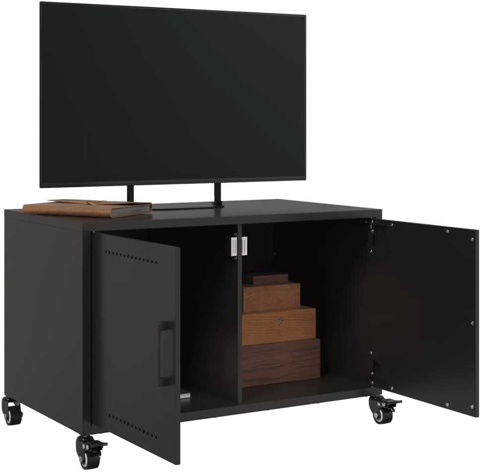 TV staliukas Televizoriaus spintelė, juodos spalvos, 68x39x43,5cm, plienas