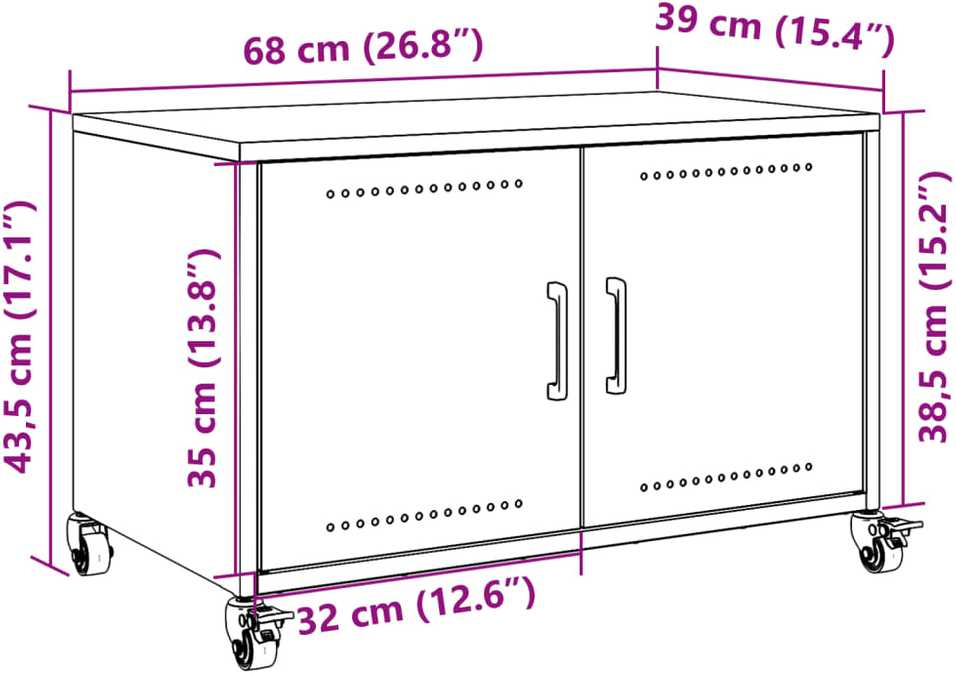 TV staliukas Televizoriaus spintelė, juodos spalvos, 68x39x43,5cm, plienas