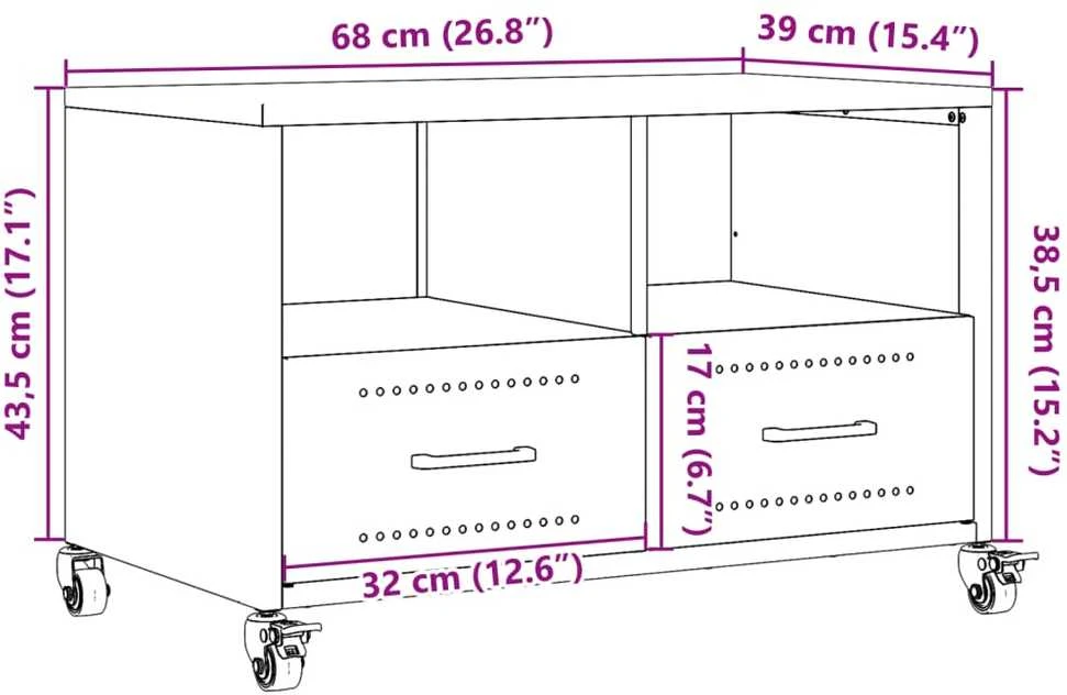 TV staliukas Televizoriaus spintelė, juodos spalvos, 68x39x43,5cm, plienas