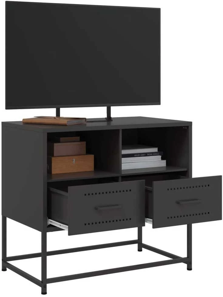 TV staliukas Televizoriaus spintelė, juodos spalvos, 68x39x60,5cm, plienas
