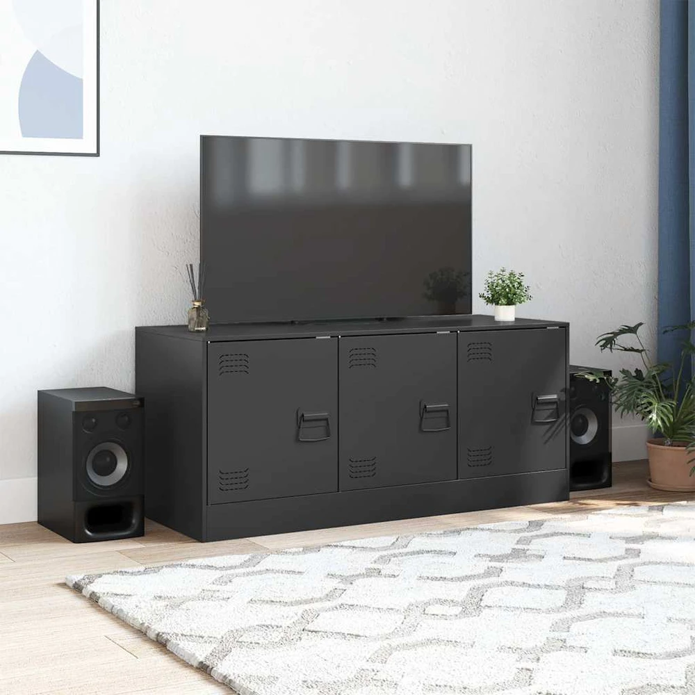TV staliukas Televizoriaus spintelė, juodos spalvos, 99x39x44cm, plienas