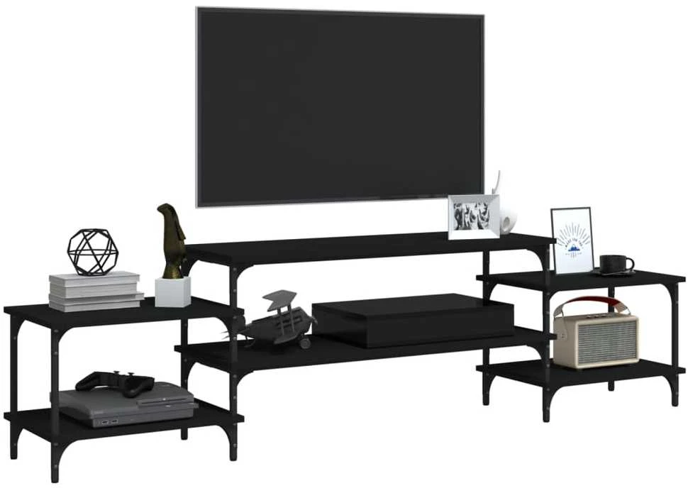 TV staliukas Televizoriaus spintelė, juodos spalvos, 197x35x52cm, mediena