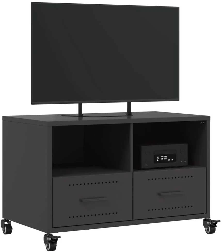 TV staliukas Televizoriaus spintelė, juodos spalvos, 68x39x43,5cm, plienas