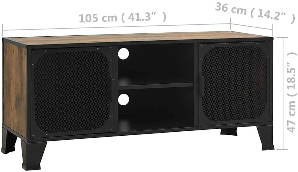 TV staliukas Televizoriaus spintelė, kaimiška ruda, 105x36x47cm, metalas/MDF