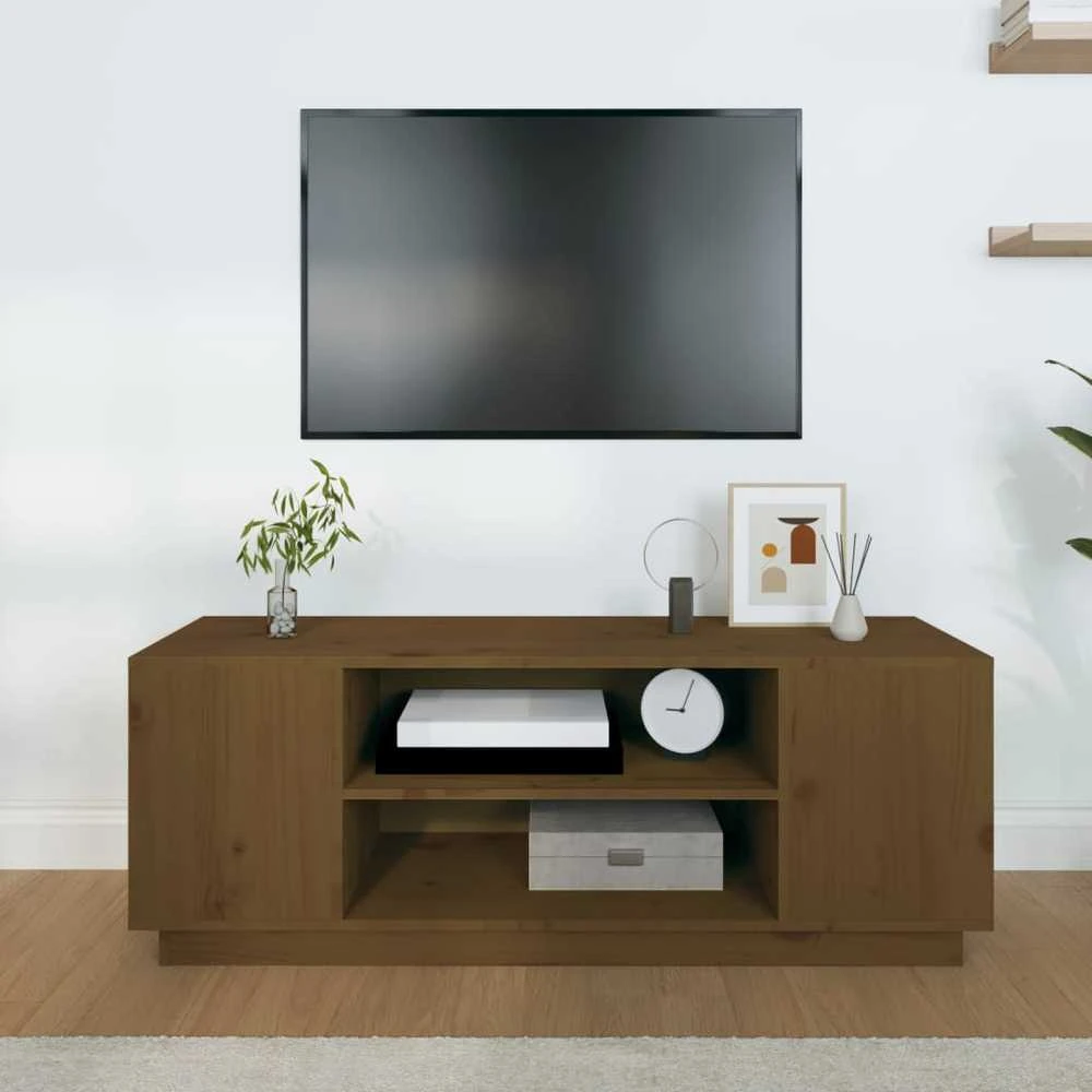 TV staliukas Televizoriaus spintelė, medaus ruda, 110x35x40,5cm, pušis