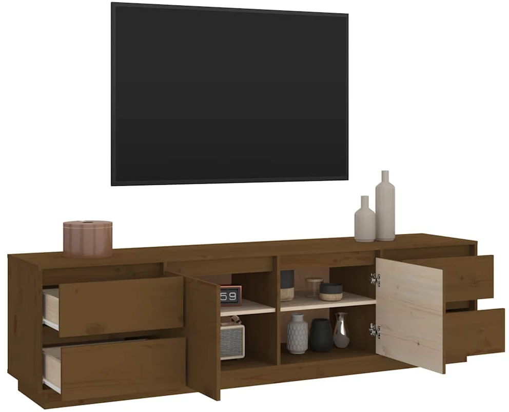 TV staliukas Televizoriaus spintelė, medaus ruda, 176x37x47,5cm, pušis