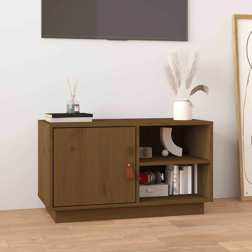 TV staliukas Televizoriaus spintelė, medaus ruda, 70x34x40cm, pušies masyvas