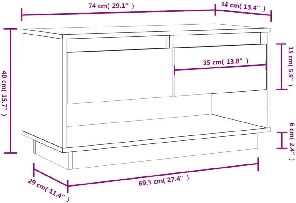 TV staliukas Televizoriaus spintelė, medaus ruda, 74x34x40cm, pušis