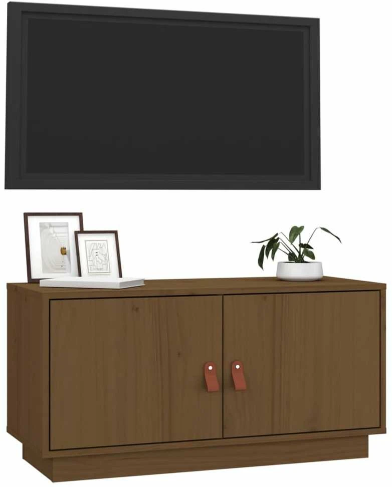 TV staliukas Televizoriaus spintelė, medaus ruda, 80x34x40cm, pušies masyvas
