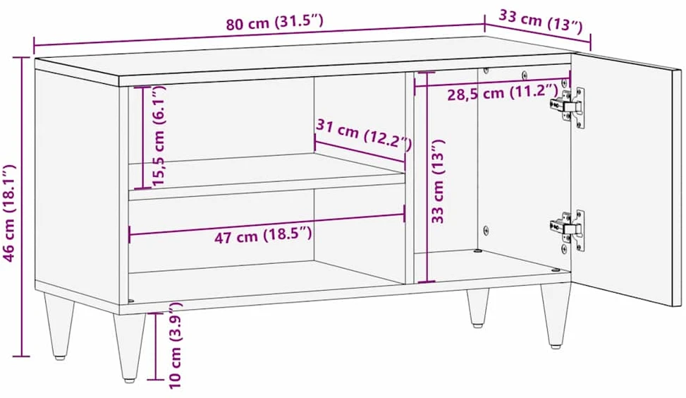 Televizoriaus spintelė Medus ruda 80 x 33 x 46 cm
