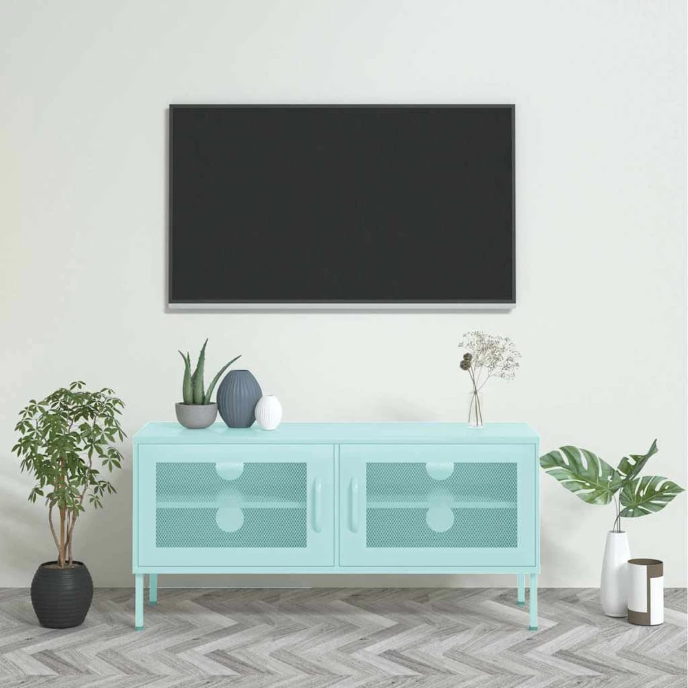 TV staliukas Televizoriaus spintelė, mėtinės spalvos, 105x35x50cm, plienas