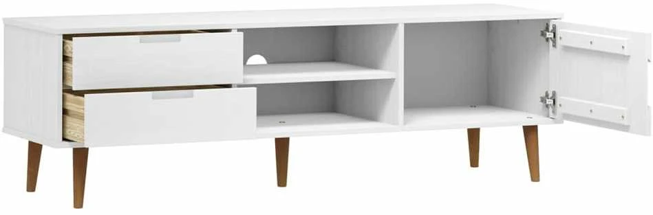 TV staliukas Televizoriaus spintelė MOLDE, balta, 158x40x49cm, pušis