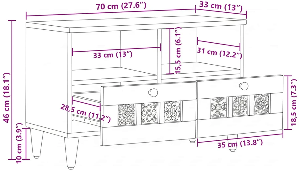 Televizoriaus spintelė Natūrali 70 x 33 x 46 cm