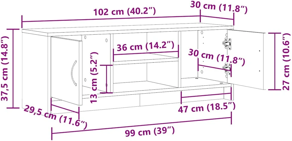 TV staliukas televizoriaus spintelė Old Wood 102x30x37,5 cm Engineered Wood