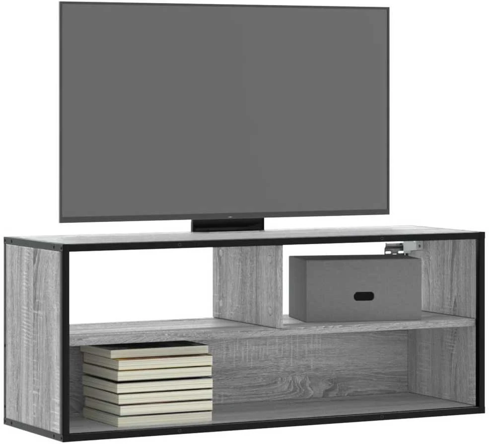 TV staliukas Televizoriaus spintelė, pilka, 100x31x39,5cm, mediena/metalas