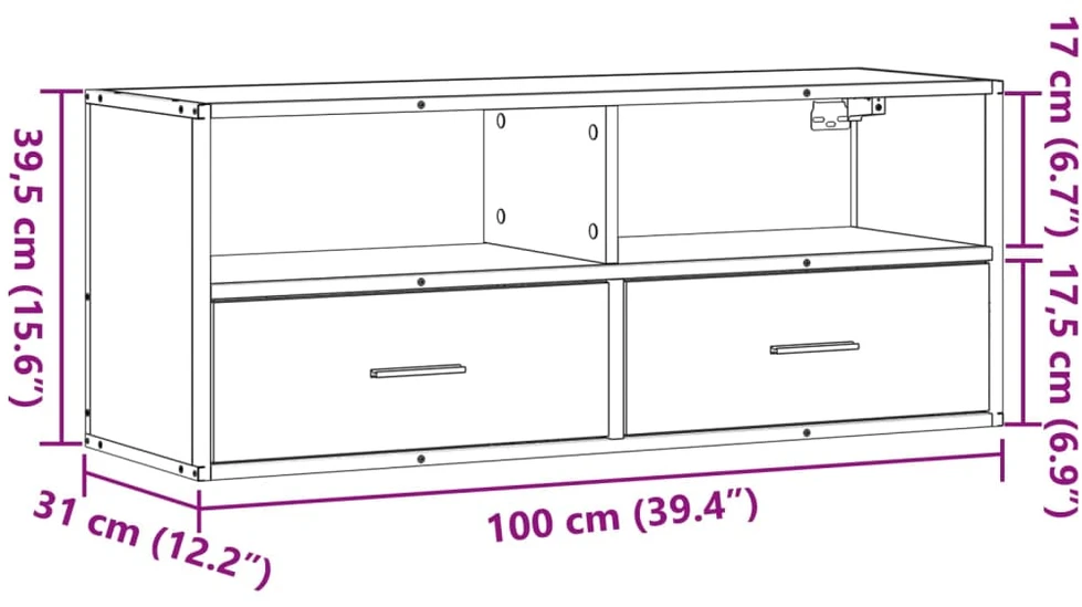 TV staliukas Televizoriaus spintelė, pilka, 100x31x39,5cm, mediena/metalas