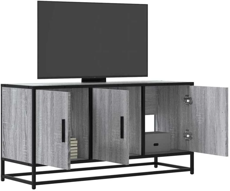 TV staliukas Televizoriaus spintelė, pilka, 100x35x50cm, mediena ir metalas