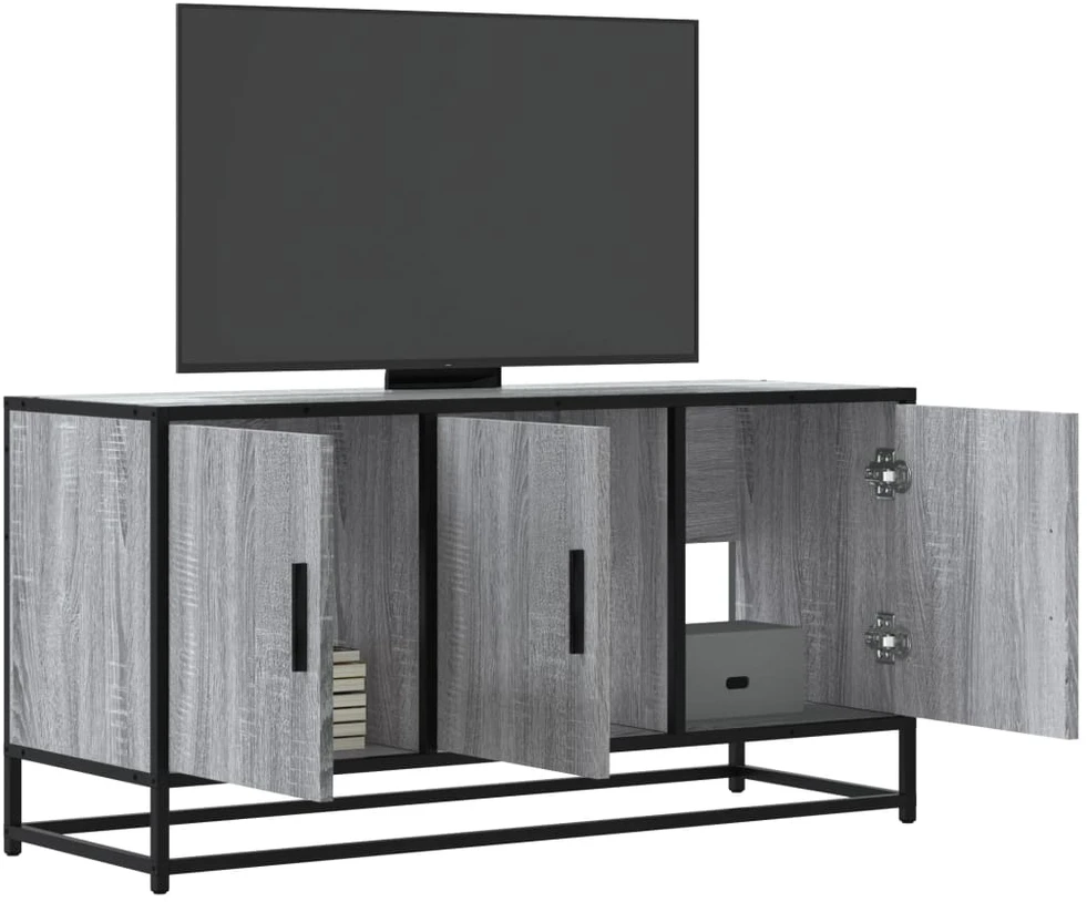 TV staliukas Televizoriaus spintelė, pilka, 100x35x50cm, mediena ir metalas