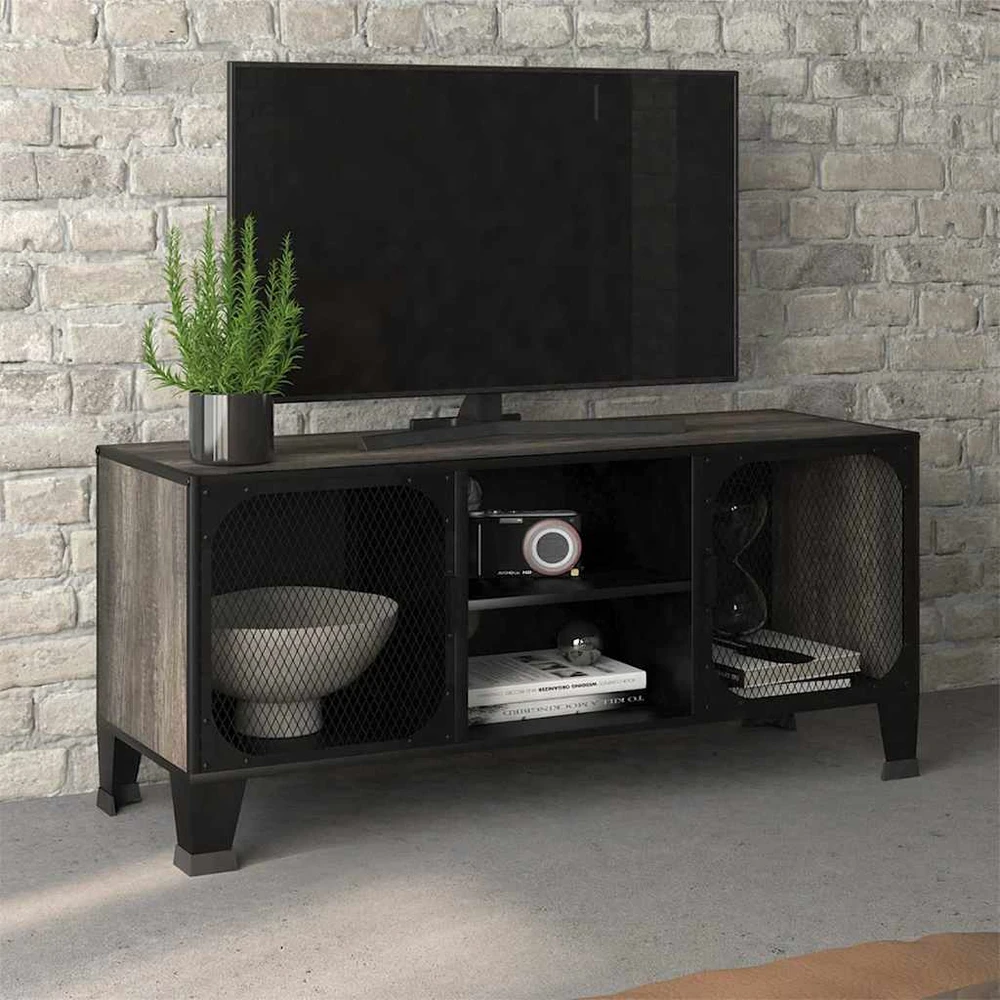 TV staliukas Televizoriaus spintelė, pilka, 105x36x47cm, metalas ir MDF