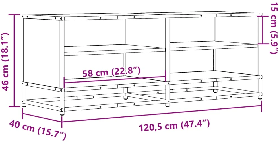 TV staliukas Televizoriaus spintelė, pilka, 120,5x40x46cm, mediena/metalas