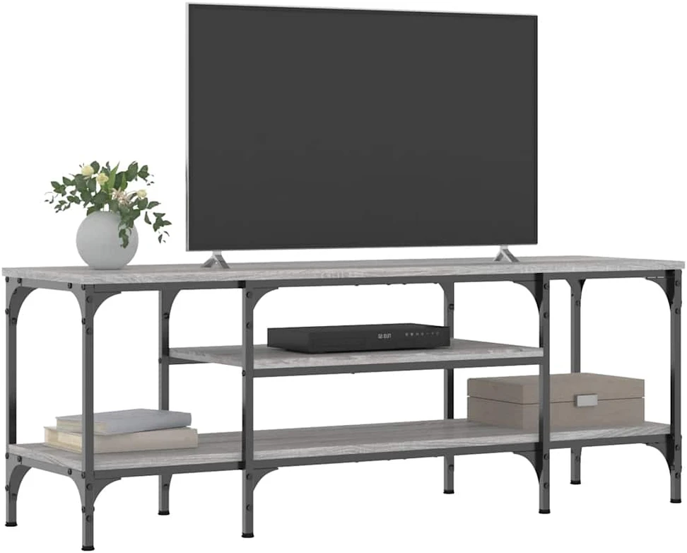 TV staliukas Televizoriaus spintelė, pilka, 121x35x45cm, mediena ir geležis