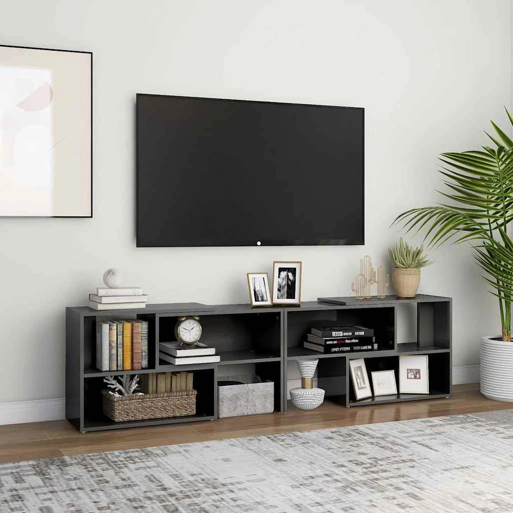 TV staliukas Televizoriaus spintelė, pilka, 149x30x52cm, apdirbta mediena
