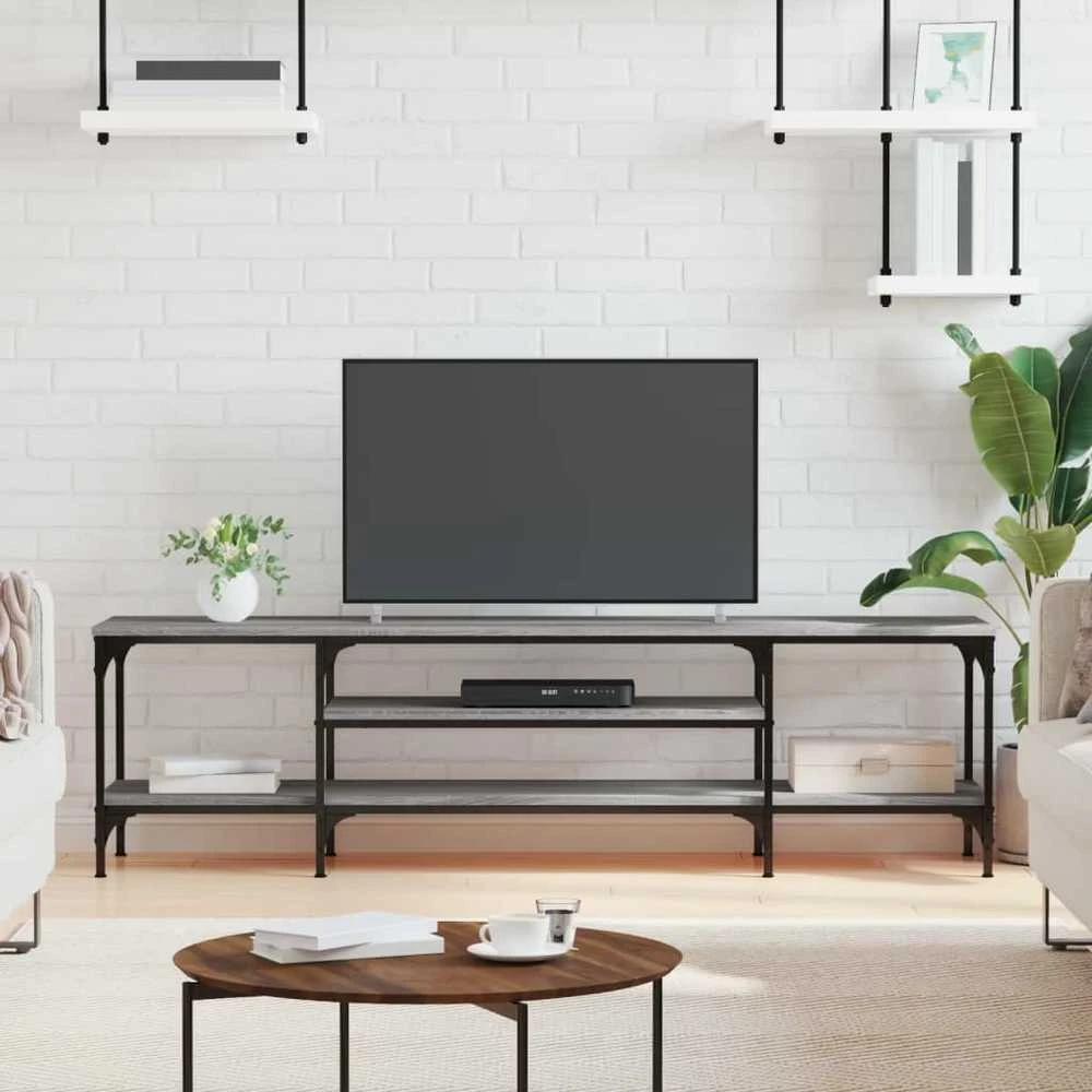 TV staliukas Televizoriaus spintelė, pilka, 161x35x45cm, mediena ir geležis