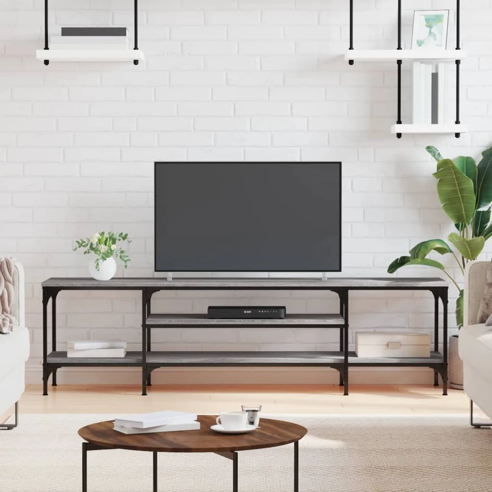 TV staliukas Televizoriaus spintelė, pilka, 161x35x45cm, mediena ir geležis