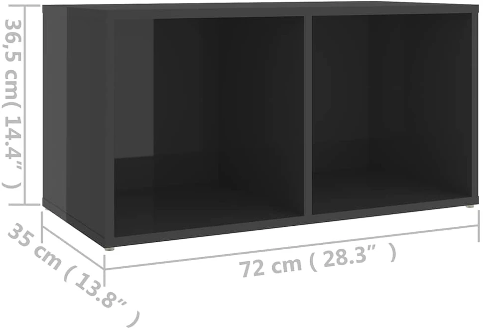 Televizoriaus spintelė, pilka, 72x35x36,5 cm, MDP, ypač blizgi