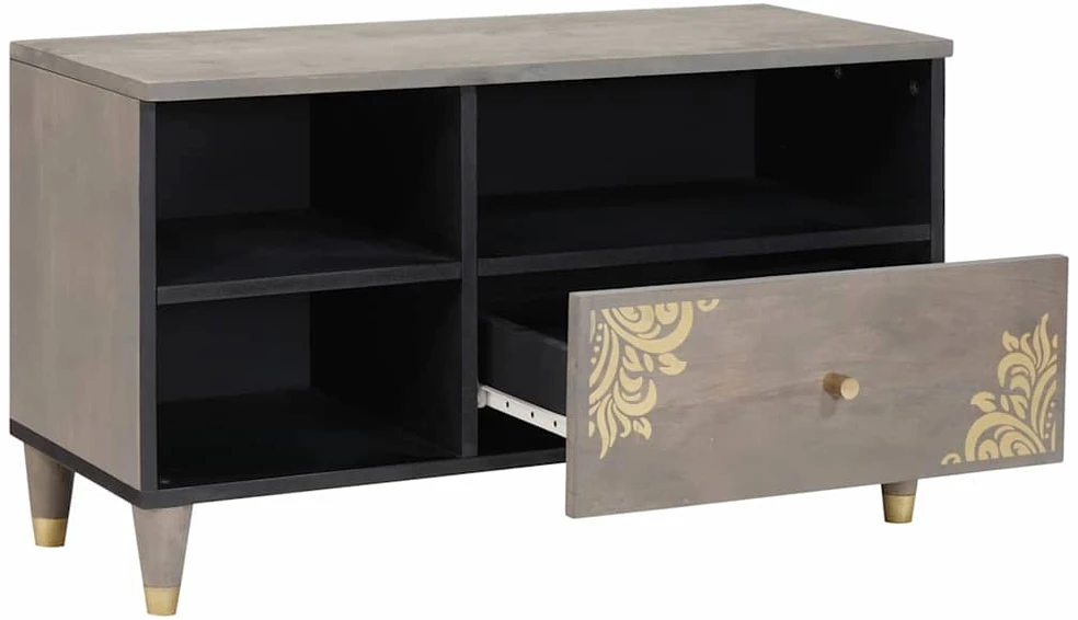 Televizoriaus spintelė Pilka 80 x 33 x 46 cm Kietas mango medis