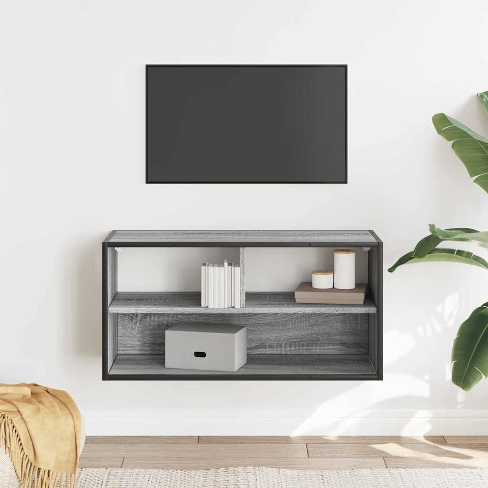 TV staliukas Televizoriaus spintelė, pilka, 80x31x39,5cm, mediena ir metalas