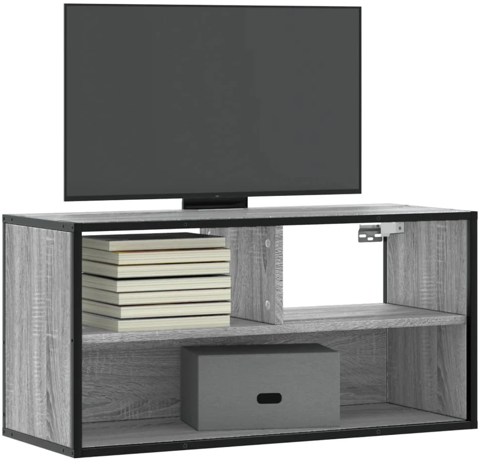 TV staliukas Televizoriaus spintelė, pilka, 80x31x39,5cm, mediena ir metalas
